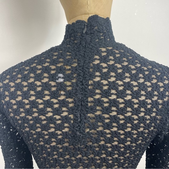 VTG Victorian Top Alberto Makali Lace Med Black Floral BohoGoth Alt Grunge Sheer - Picture 11 of 16